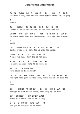 Dark Wings Dark Words Piano letter notes by HammerFall - Arr.Debhum Browntor