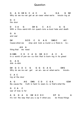 Question ピアノの音符 by The Moody Blues - Arr.Cromflower Raeck