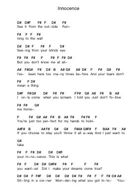 Innocence 鋼琴字母譜由 Halestorm - 編曲 Elroydie Bellmann
