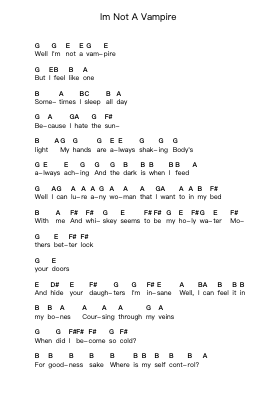 Im Not A Vampire Ghi chú đàn piano bởi Falling In Reverse - Arr.Linee Bushsopp