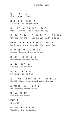 Ocean Soul Piano letter notes by Nightwish - Arr.Blairharte Titess