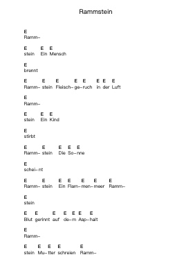 Rammstein Piano letter notes by Rammstein - Arr.Lawwald