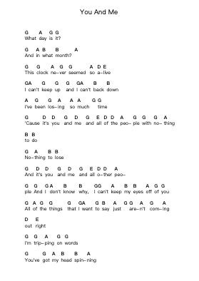 You And Me ピアノの音符 by Lifehouse - Arr.Gregdi
