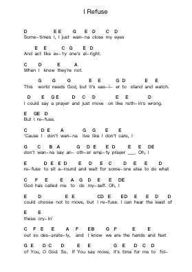 I Refuse 鋼琴字母譜由 Josh Wilson - 編曲 Yersing