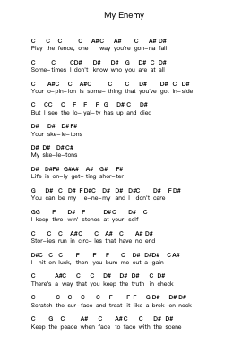 My Enemy Catatan huruf piano oleh Skid Row - Arr.Chauburne Fowblair