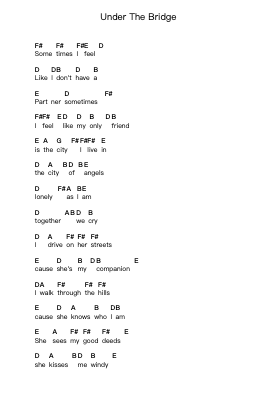 Under The Bridge Nota surat piano oleh Red Hot Chili Peppers - Arr.Gailgale