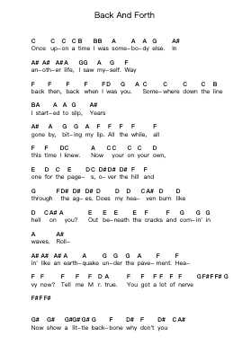 Back And Forth Piano letter notes by Foo Fighters - Arr.Lytckey Comnel