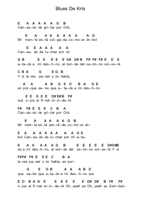 Blues De Kris पियानो पत्र नोट्स द्वारा Augusto Molina - Arr.Evejob