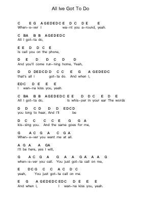 All Ive Got To Do Piano letter notes by The Beatles - Arr.Yorktie Phisopp