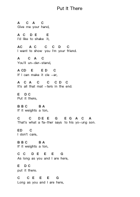 Put It There 鋼琴字母譜由 Paul McCartney - 編曲 Woltier