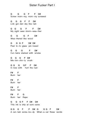 Sister Fucker Part I Piano letter notes by Eyehategod - Arr.Caewald Tabpritt