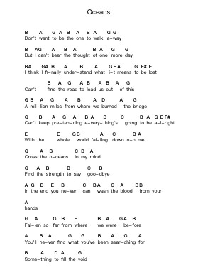 Oceans Piano letter notes by Evanescence - Arr.Ukuk Behill