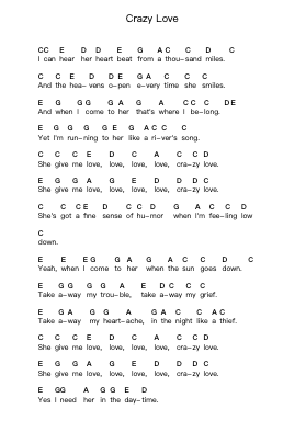 Crazy Love Piano letter notes by Van Morrison - Arr.Alac Floleigh