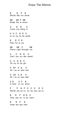 Enjoy The Silence Piano letter notes by Depeche Mode - Arr.Eveken Dougloyd