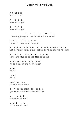 Catch Me If You Can Piano letter notes by BABYMETAL - Arr.Laupound