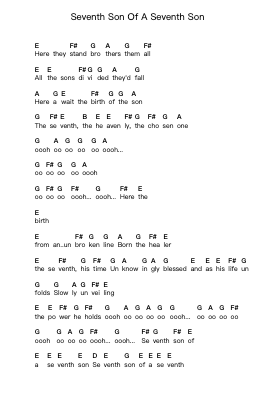 Seventh Son Of A Seventh Son โน้ตตัวอักษรเปียโนโดย Iron Maiden - Arr.Childdy Whitkin