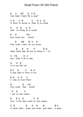 Small Poem Of Old Friend Catatan huruf piano oleh Kashmir - Arr.Hootus
