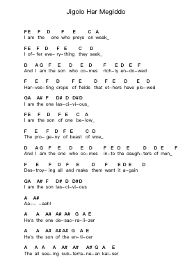 Jigolo Har Megiddo Piano letter notes by Ghost - Arr.Fastsmith Sainsrel