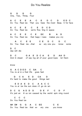 Do You Realize ピアノの音符 by The Flaming Lips - Arr.Hawhe