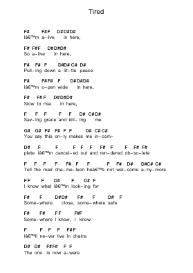 Tired Catatan huruf piano oleh Stone Sour - Arr.Joeswift Mcyves