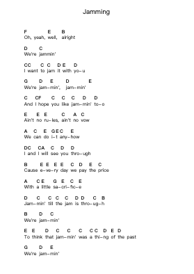Jamming 钢琴字母谱由 Bob Marley - 编曲 Peay