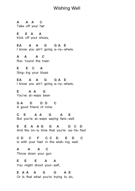 Wishing Well Piano letter notes by Free - Arr.Mccan