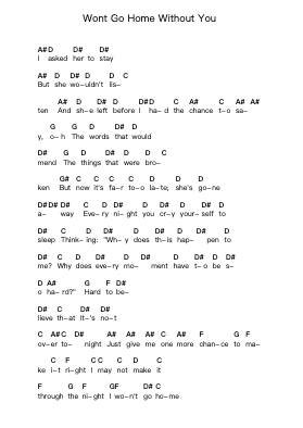Wont Go Home Without You 鋼琴字母譜由 Maroon 5 - 編曲 Sumia