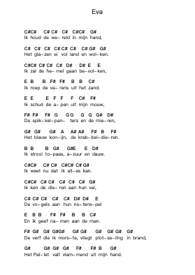 Eva Piano letter notes by Boudewijn de Groot - Arr.Wildmy