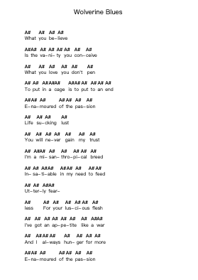 Wolverine Blues Piano letter notes by Entombed - Arr.Ogreen Belker