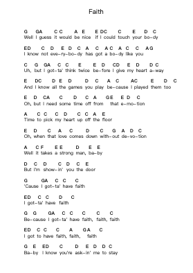 Faith Piano letter notes by George Michael - Arr.Gregrace Glennjob