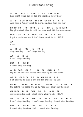 I Cant Stop Farting पियानो पत्र नोट्स द्वारा The Queers - Arr.Webbjohn Zafy