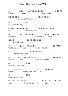 Love The One Youre With Piano letter notes by Stephen Stills - Arr.Babdy Maudpeare