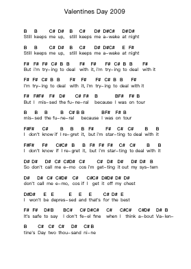 Valentines Day 2009 Piano letter notes by The Murderburgers - Arr.Mileswin Joanmuel