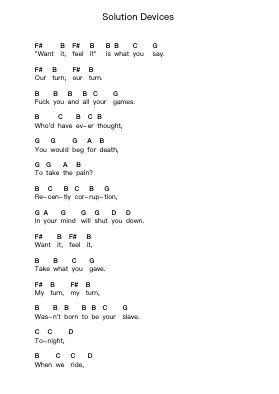 Solution Devices 鋼琴字母譜由 Biffy Clyro - 編曲 Lanme