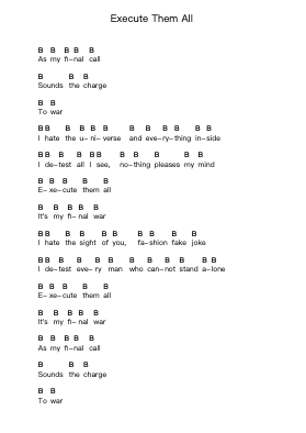 Execute Them All Piano letter notes by Unleashed - Arr.Joanbar Crichniel