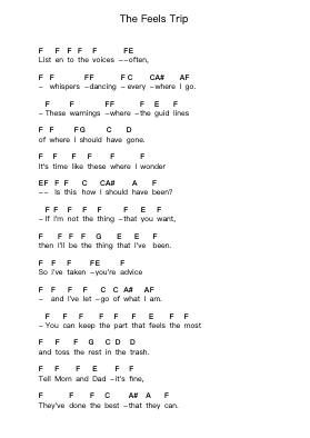 The Feels Trip Piano letter notes by Final Hour - Arr.Huthorne