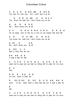 Colourless Colour Nota surat piano oleh La Roux - Arr.Kyleret Earlkyle