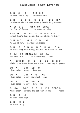 I Just Called To Say I Love You Piano letter notes by Stevie Wonder - Arr.Lopeare