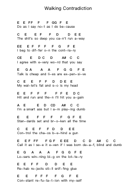 Walking Contradiction ピアノの音符 by Green Day - Arr.Elfaithe