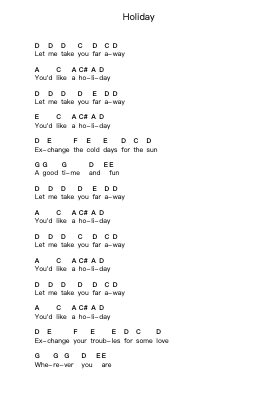 Holiday Piano letter notes by Scorpions - Arr.Temlet Cowsar