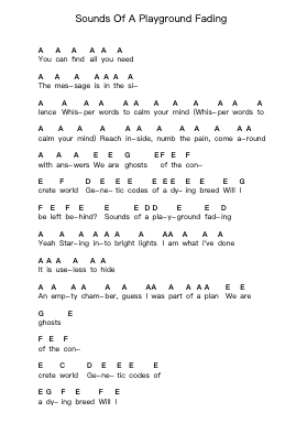 Sounds Of A Playground Fading Piano letter notes by In Flames - Arr.Yetbur Jacmill