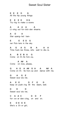 Sweet Soul Sister Piano letter notes by The Cult - Arr.Noelwyatt Northkay