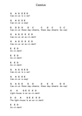 Cassius Piano letter notes by Foals - Arr.Hicksreg