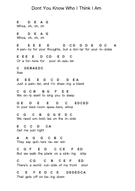 Dont You Know Who I Think I Am 鋼琴字母譜由 Fall Out Boy - 編曲 Walshses