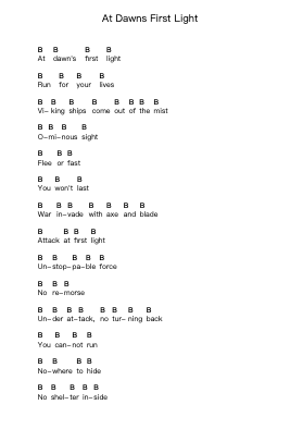 At Dawns First Light Piano letter notes by Amon Amarth - Arr.Chrisriah Sheicia
