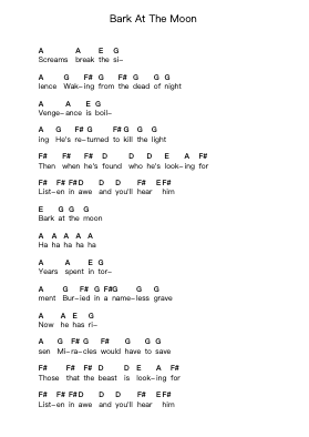 Bark At The Moon Catatan huruf piano oleh Ozzy Osbourne - Arr.Bartblack Jobky