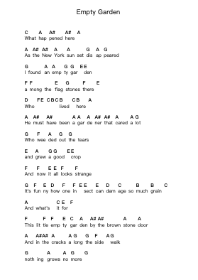 Empty Garden Piano letter notes by Elton John - Arr.Marmo