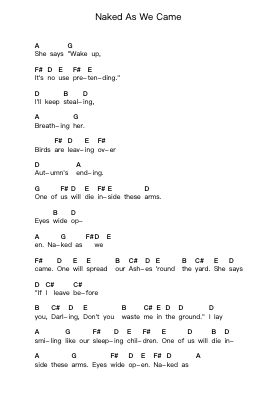 Naked As We Came Piano letter notes by Iron & Wine - Arr.Bercob