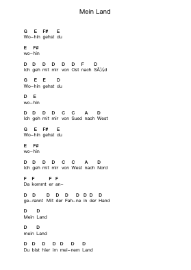 Mein Land Catatan huruf piano oleh Rammstein - Arr.O'Cady Bobde