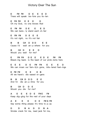 Victory Over The Sun Piano letter notes by Biffy Clyro - Arr.Keatsyoung